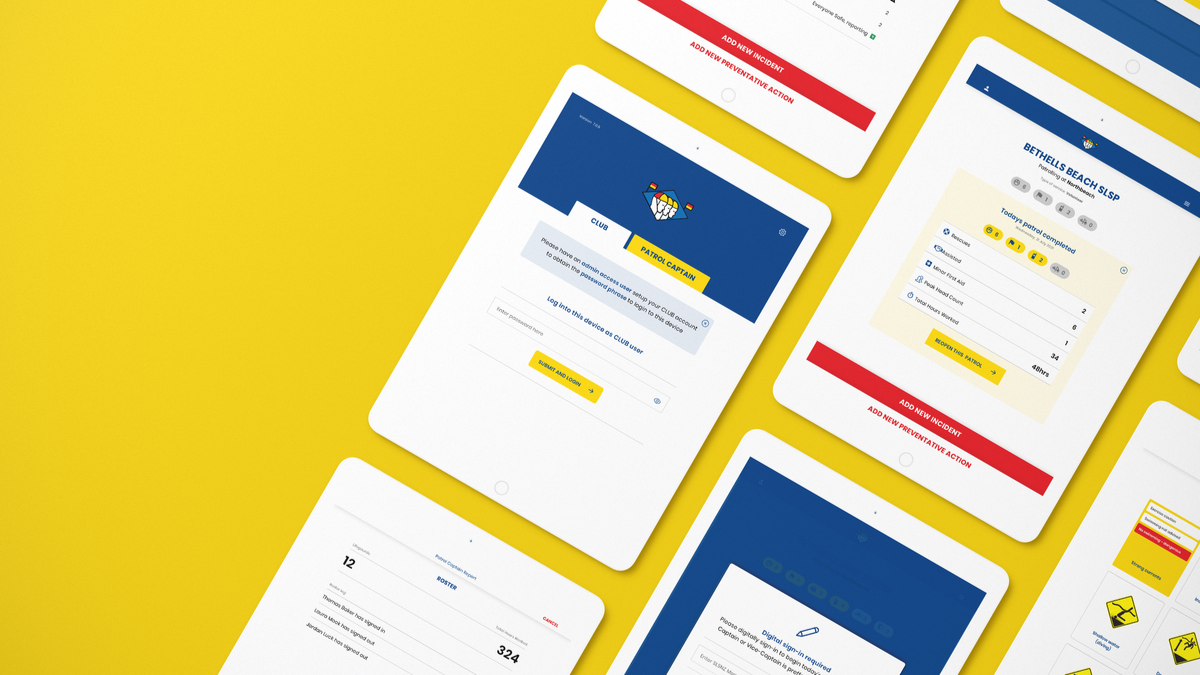 Surf Life Saving NZ Patrol App Interface on tablets